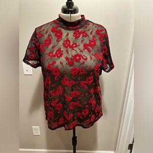 Red dragon see through t shirt